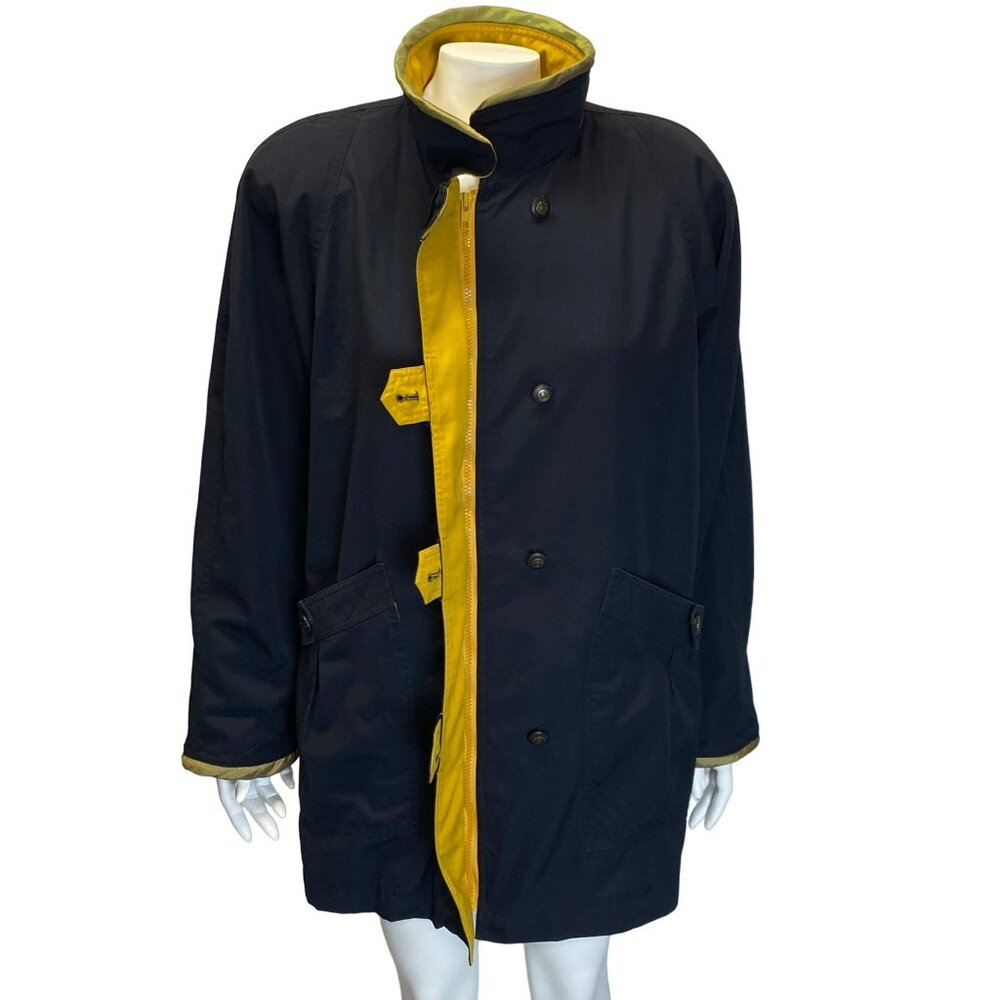 Vintage Misty Harbor Coat Jacket Womens Large L Black Yellow Lining Classic - Picture 7 of 11
